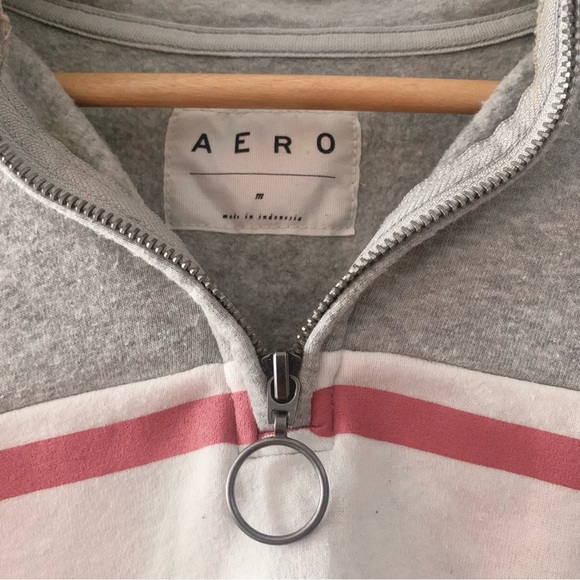 Quarter zip sweater with horizontal stripes across chest - Picture 5 of 5